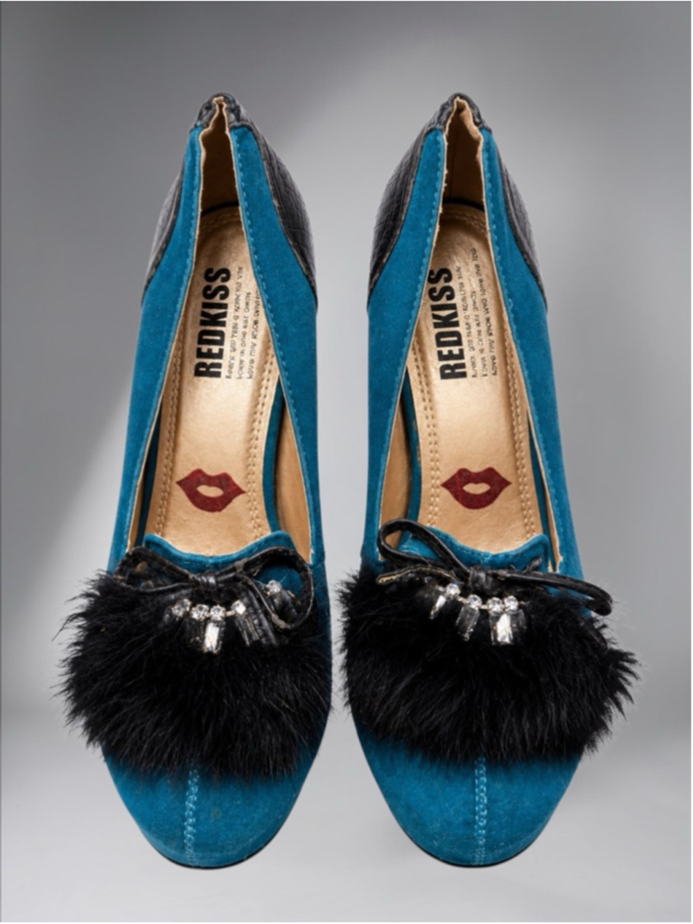 RedKiss Teal Blue Suede Rhinestone Platform Stiletto Heels – Women’s Size 7.5 - Picture 2 of 11